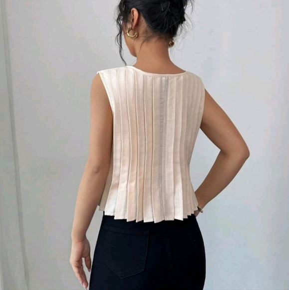 Sleeveless Casual Shirt With Bow Decor, Simple And Versatile - Picture 2 of 4